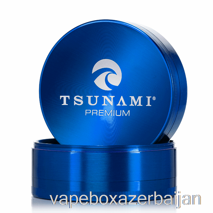 Vape Smoke Tsunami 3.9inch 4-Piece Sunken Top Grinder Blue (100mm)